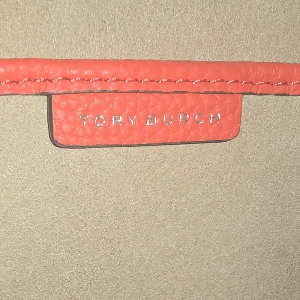 Tory Burch Mini Swing Leather Satchel Bag Lava Orange Crossbody Top Handle